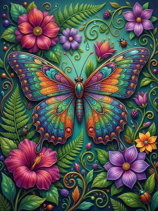 Rainbow Butterfly Floral