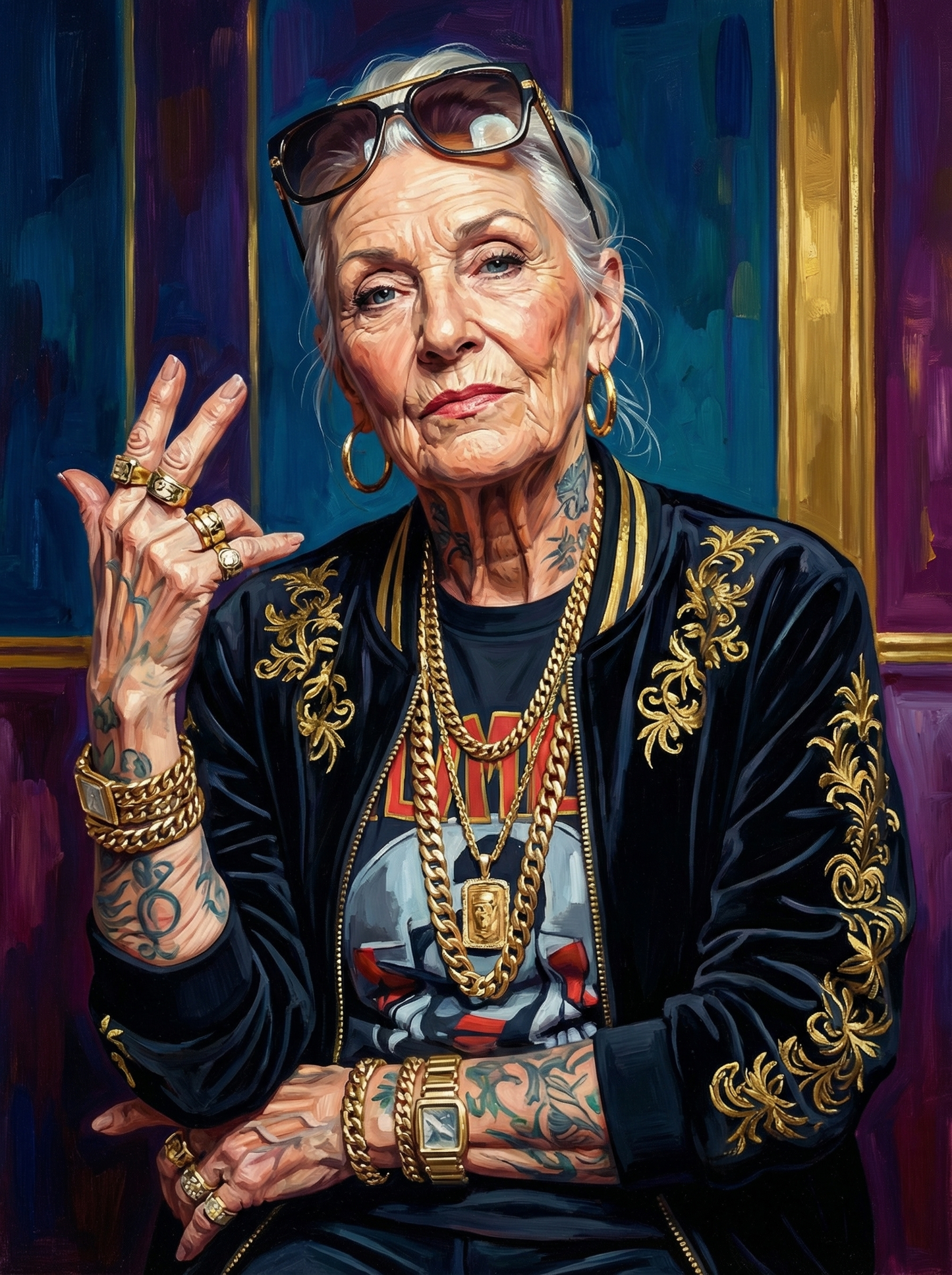 Rebellious Rocker Grandma (120 Colors)