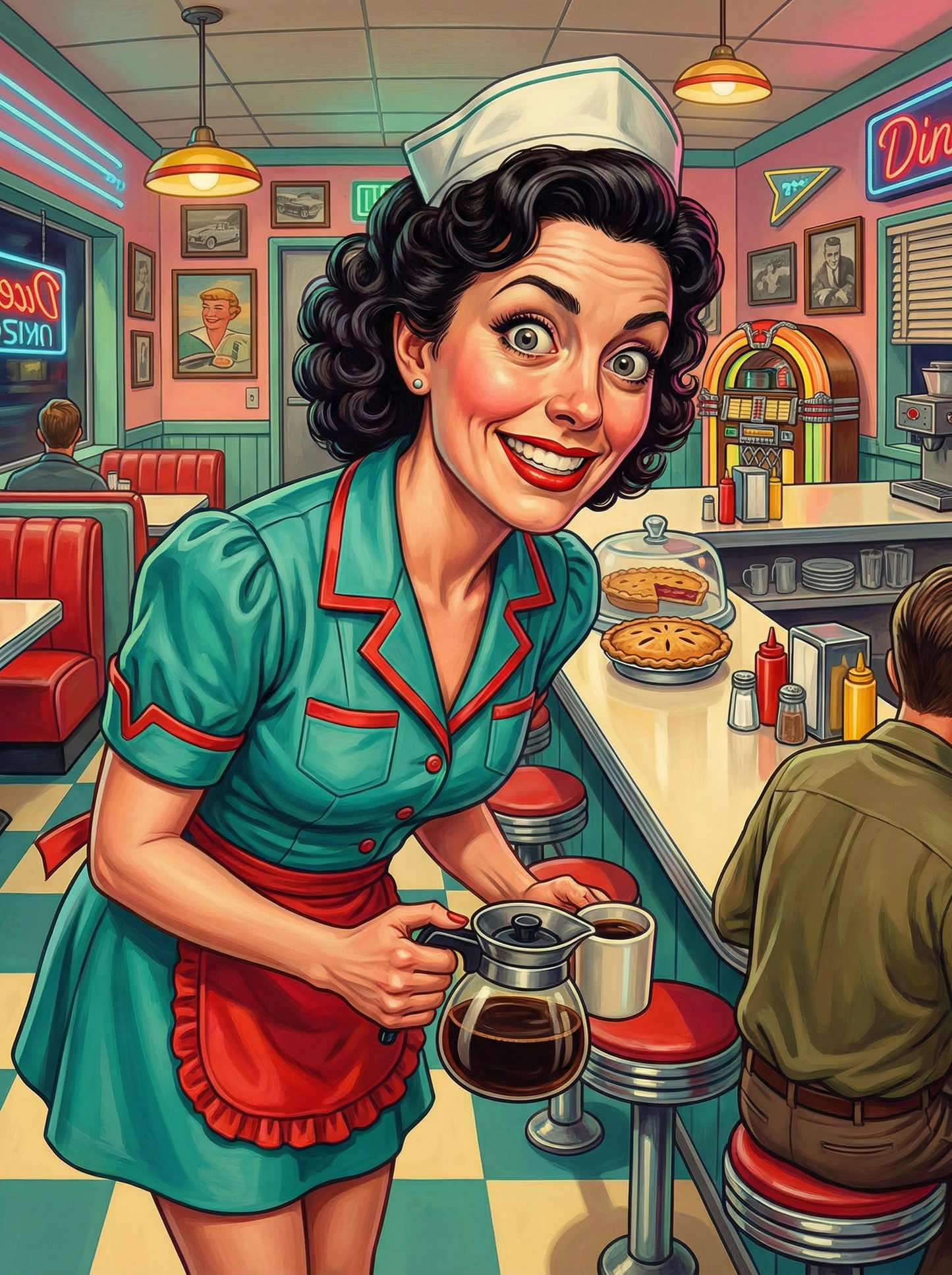 Retro Diner Cafe Scene (80 Colors)