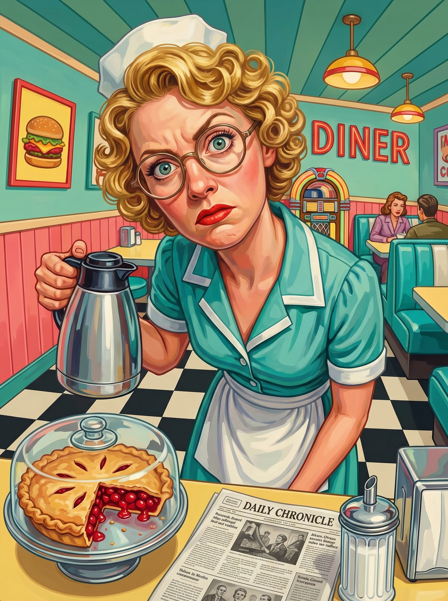 Retro Diner Waitress (120 Colors)