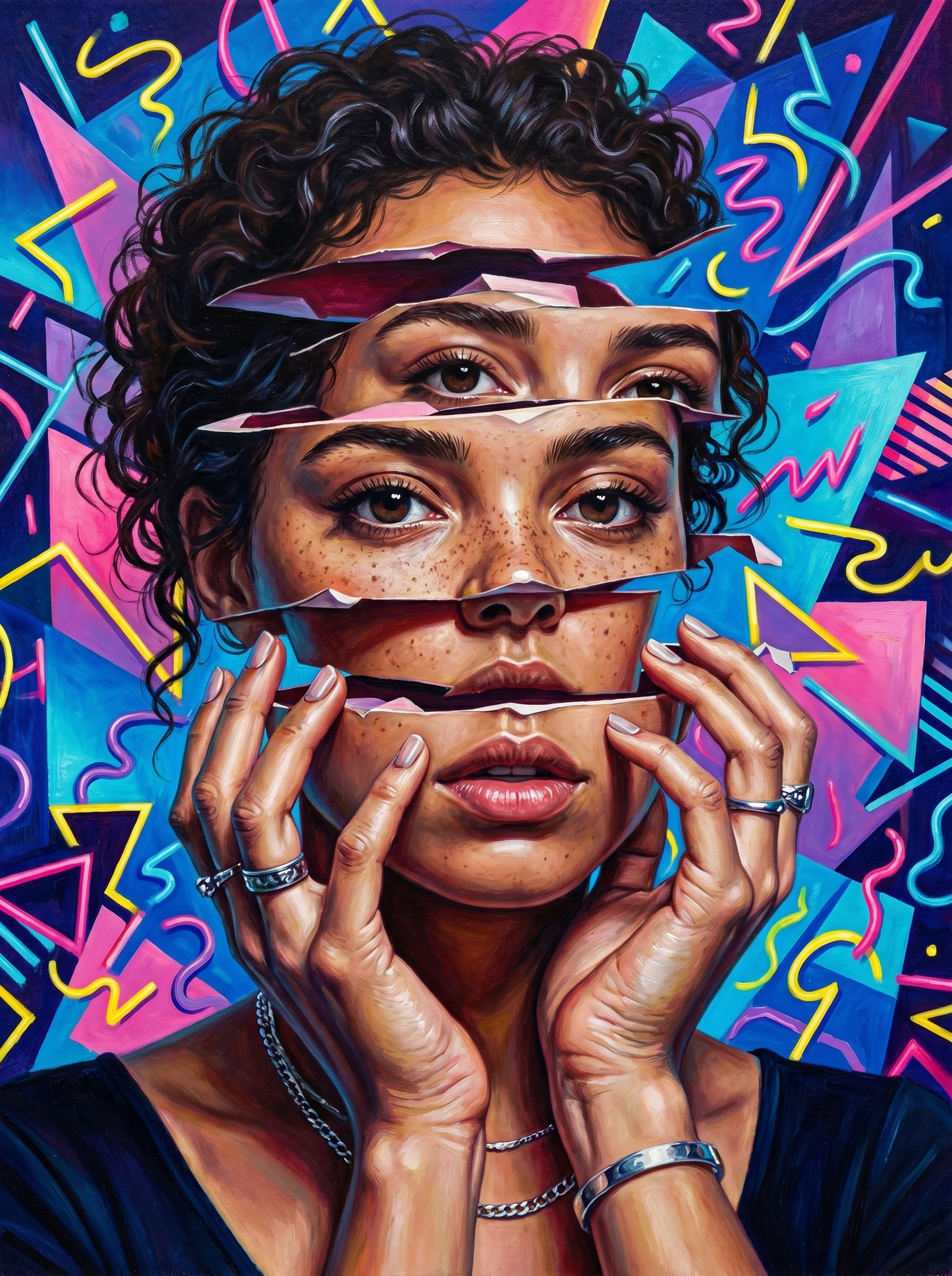 Retro Neon Woman Face (80 Colors)