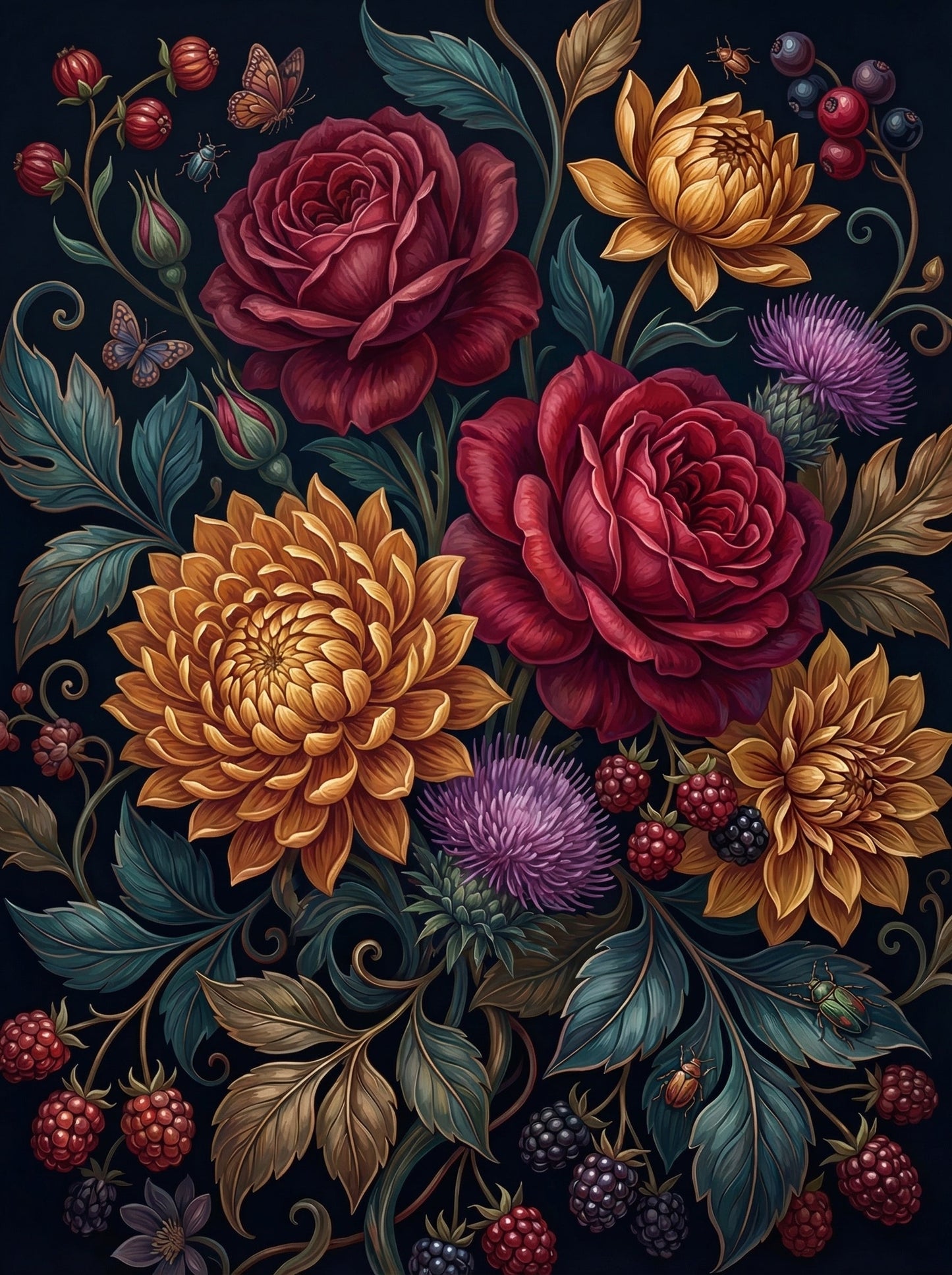 Roses And Berries Garden (80 Colors)