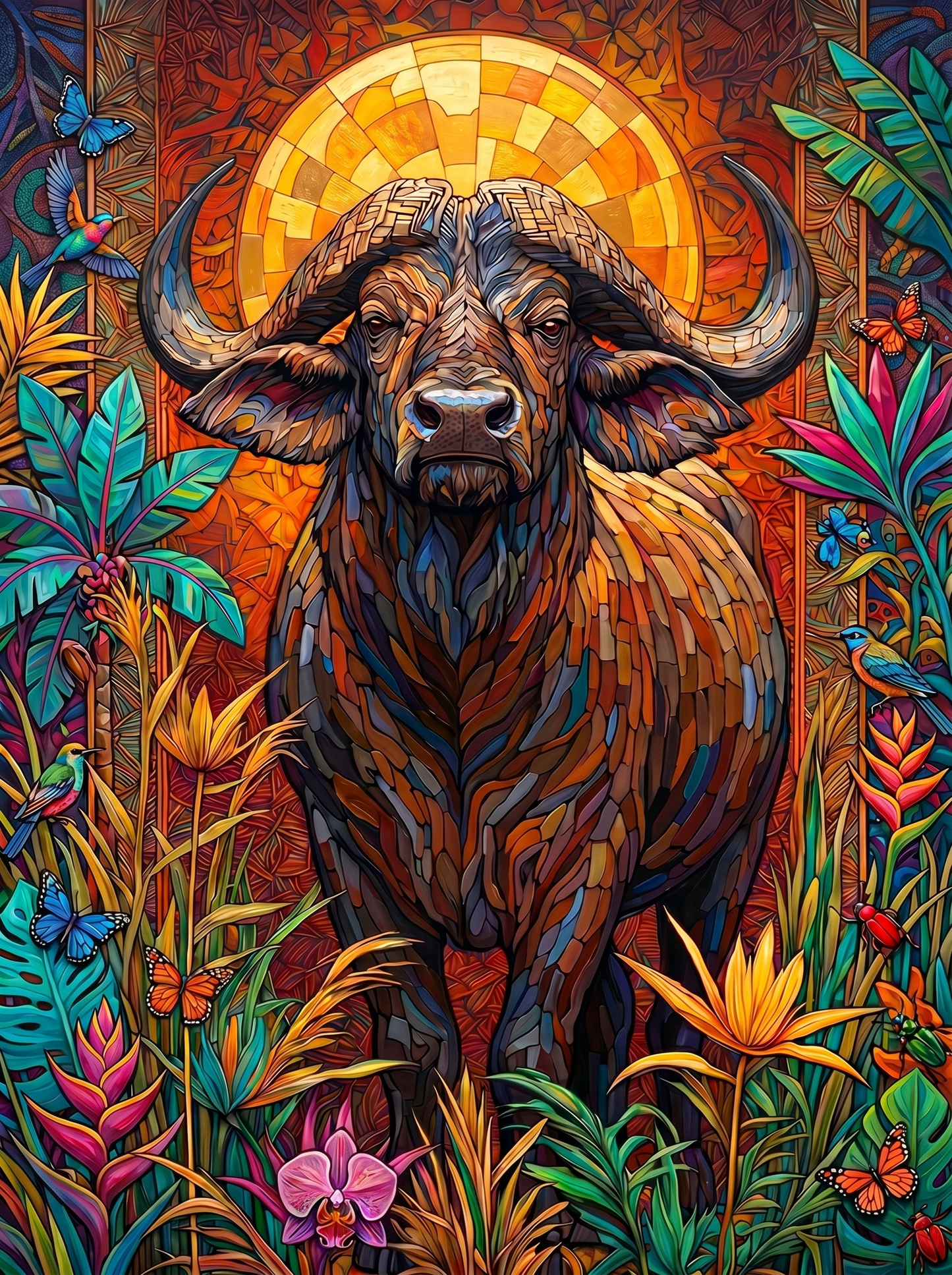 Sacred Golden Mandala Bull (80 Colors)