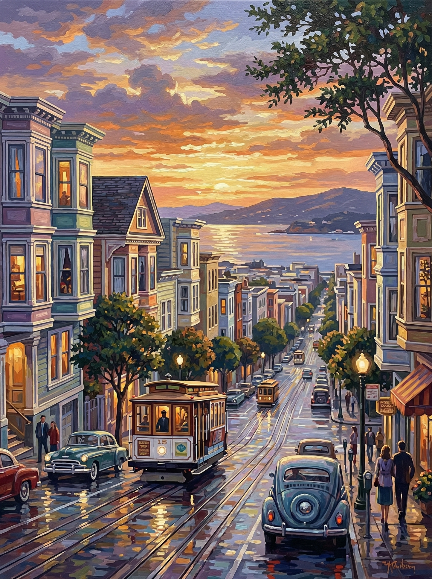 San Francisco Cable Car Sunset (80 Colors)