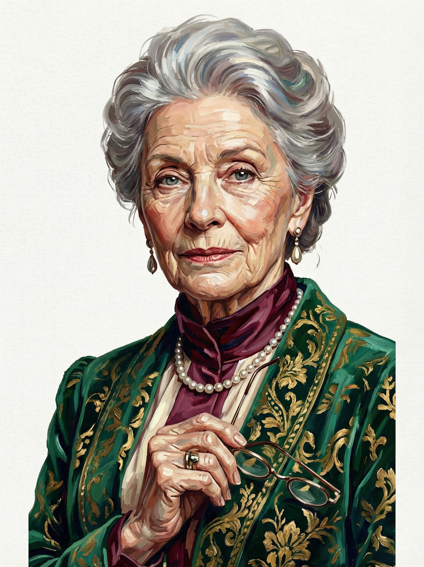 Serene Elderly Woman With Book (80 Colors)