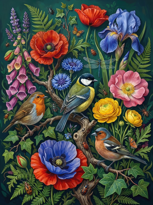 Songbirds Foxglove Iris Garden