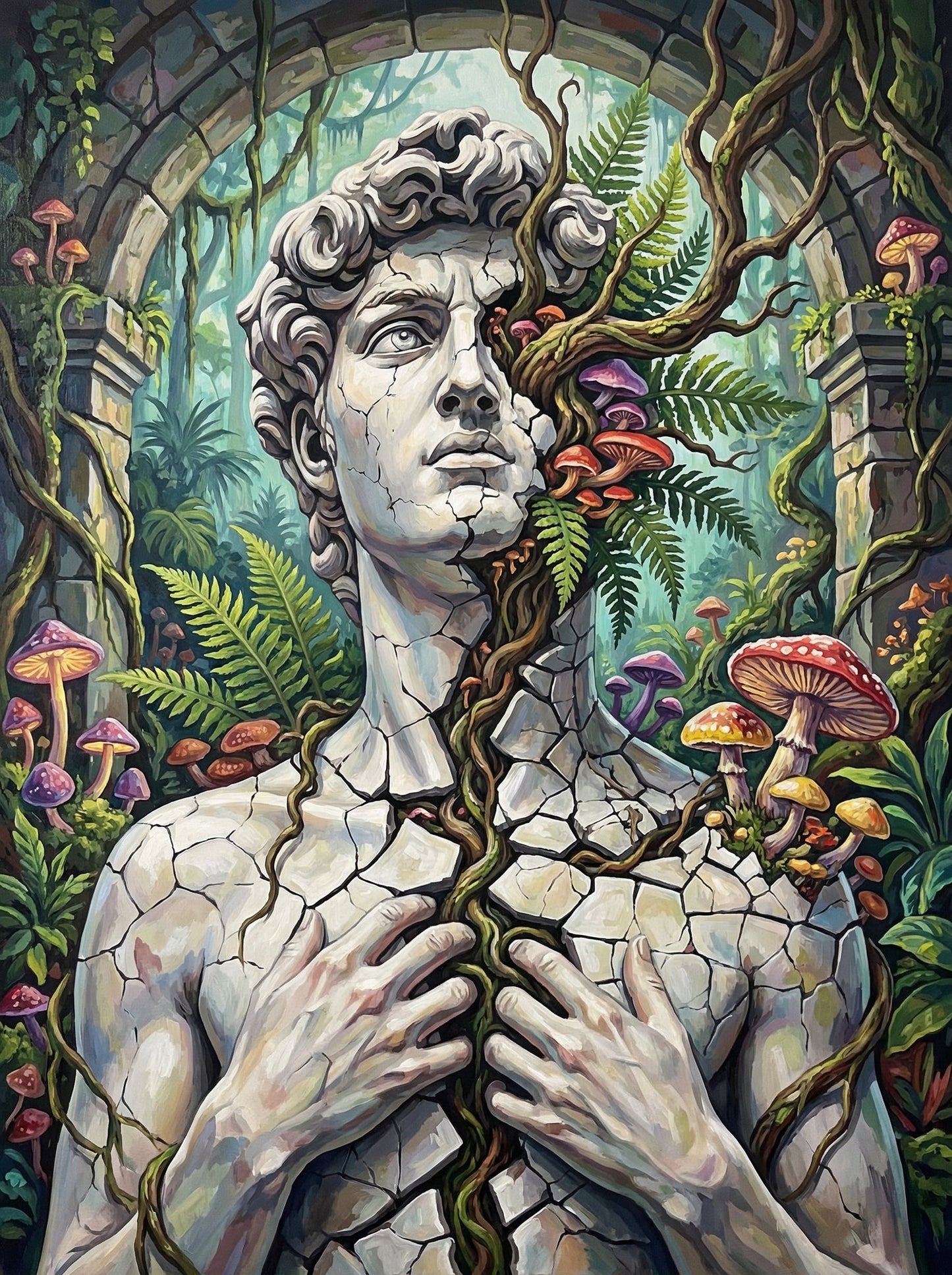 Stone Statue Vines Mushrooms (80 Colors)