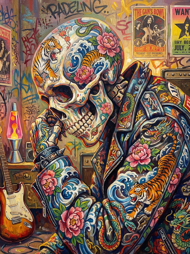 Sugar Skull Leather Jacket (80 Colors)