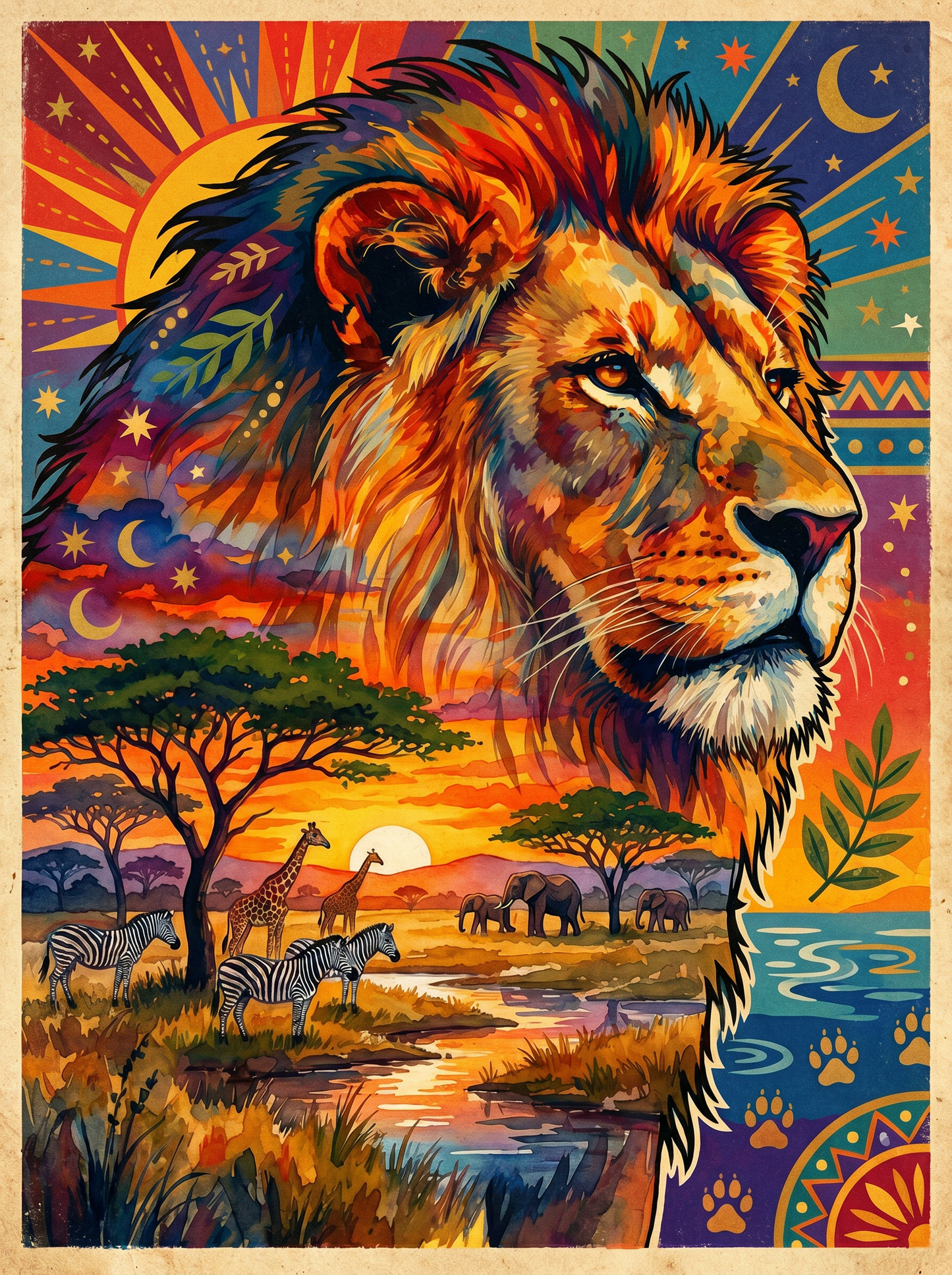 Sunset Lion Savanna (120 Colors)