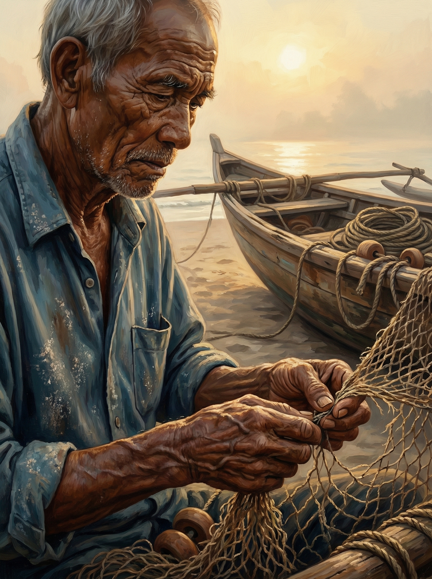 Sunset Net Mending
