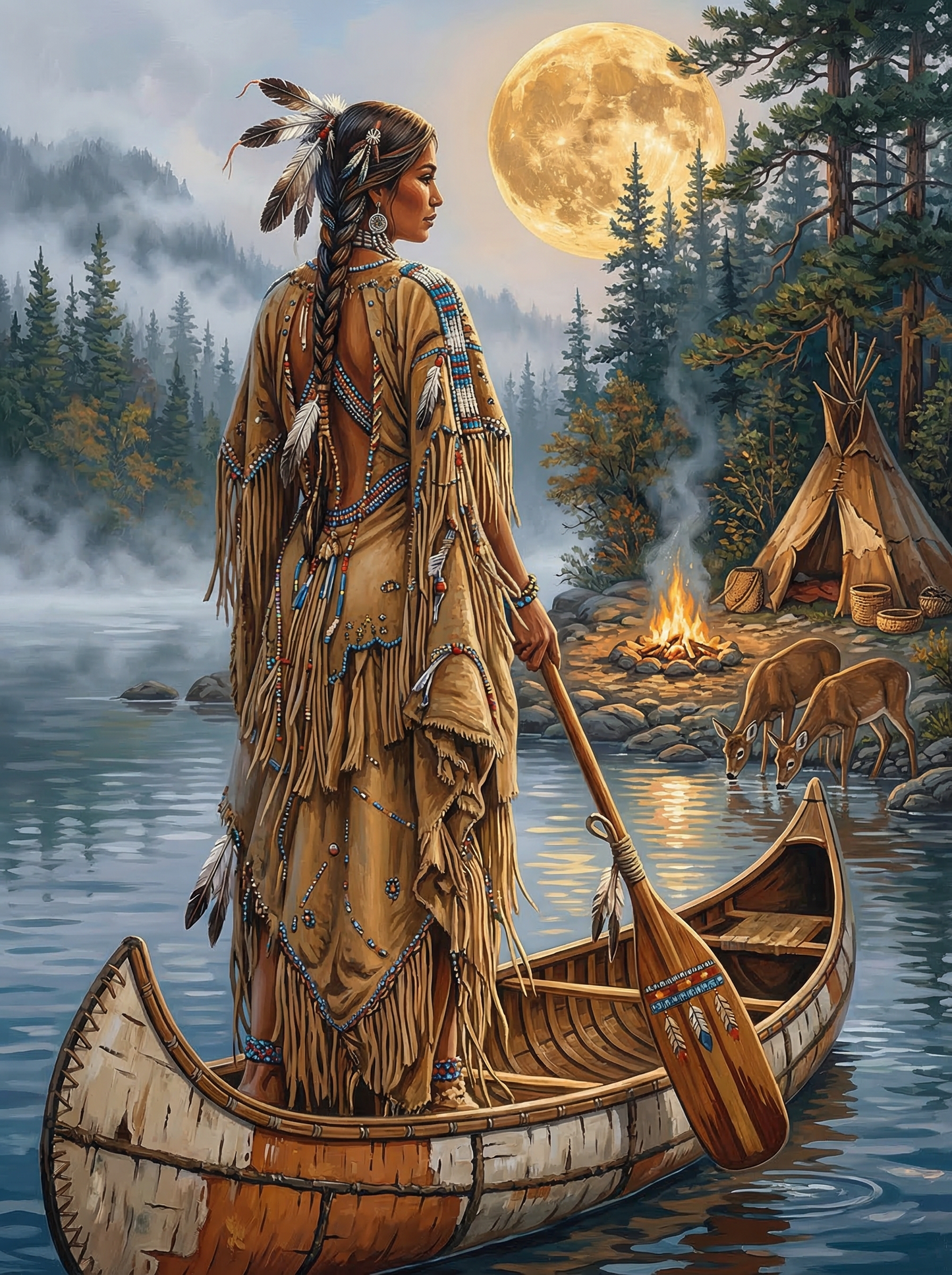 Tribal Woman Moonlight Camp (120 Colors)