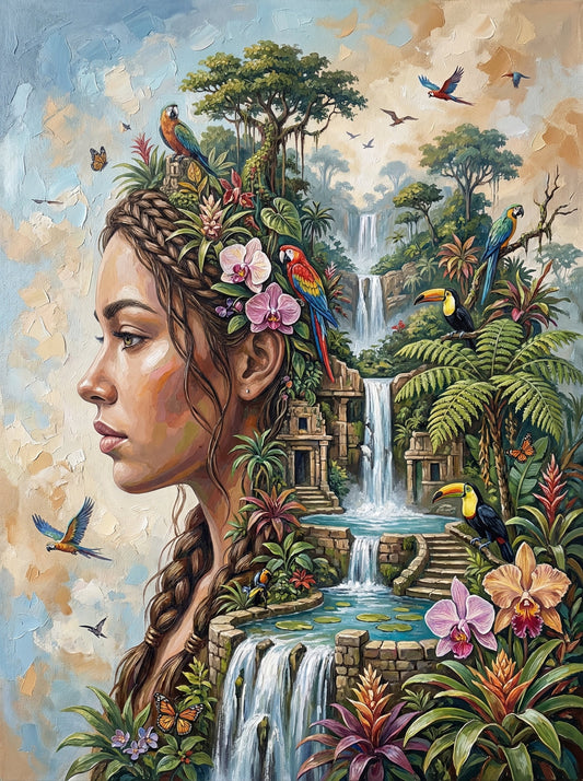 Tropical Waterfall Woman Profile (120 Colors)