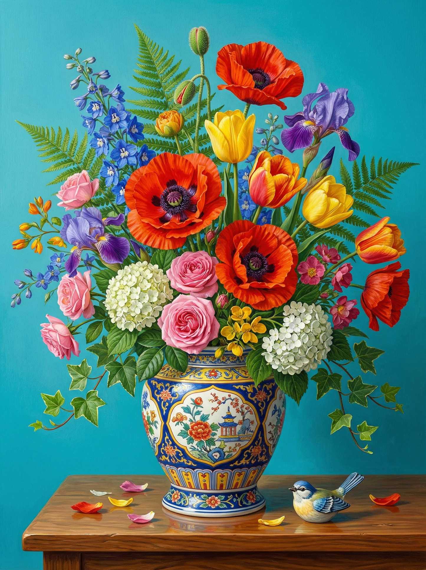 Turquoise Poppy Arrangement