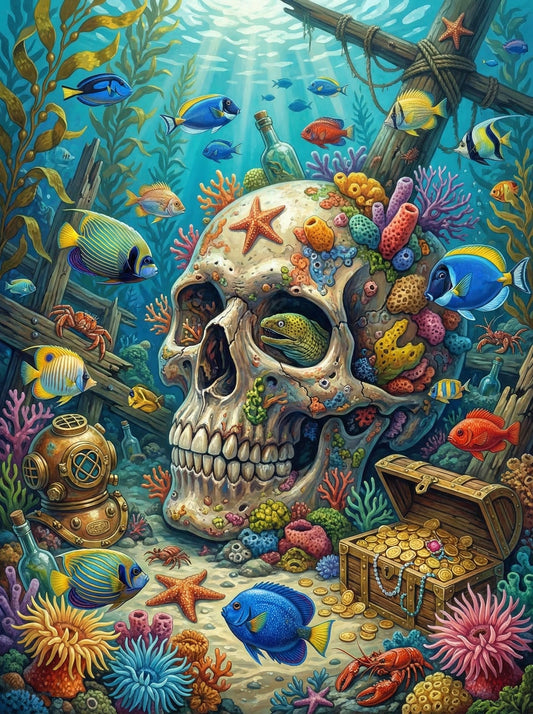 Underwater Treasure Skull (80 Colors)