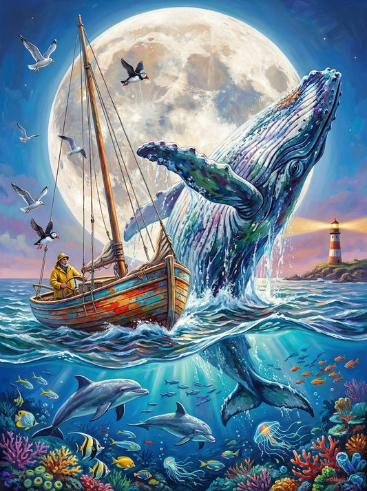 Whale Sailing Moonlight (80 Colors)