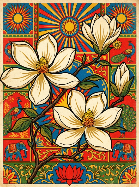 White Magnolia Blooms (120 Colors)