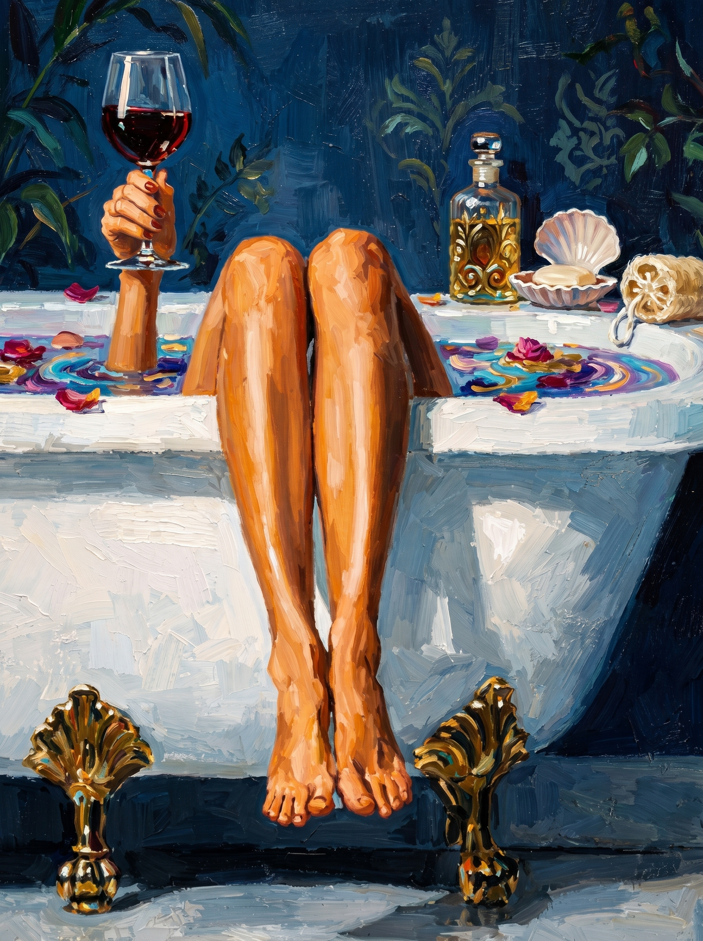 Wine And Rose Petals Bath (120 Colors)