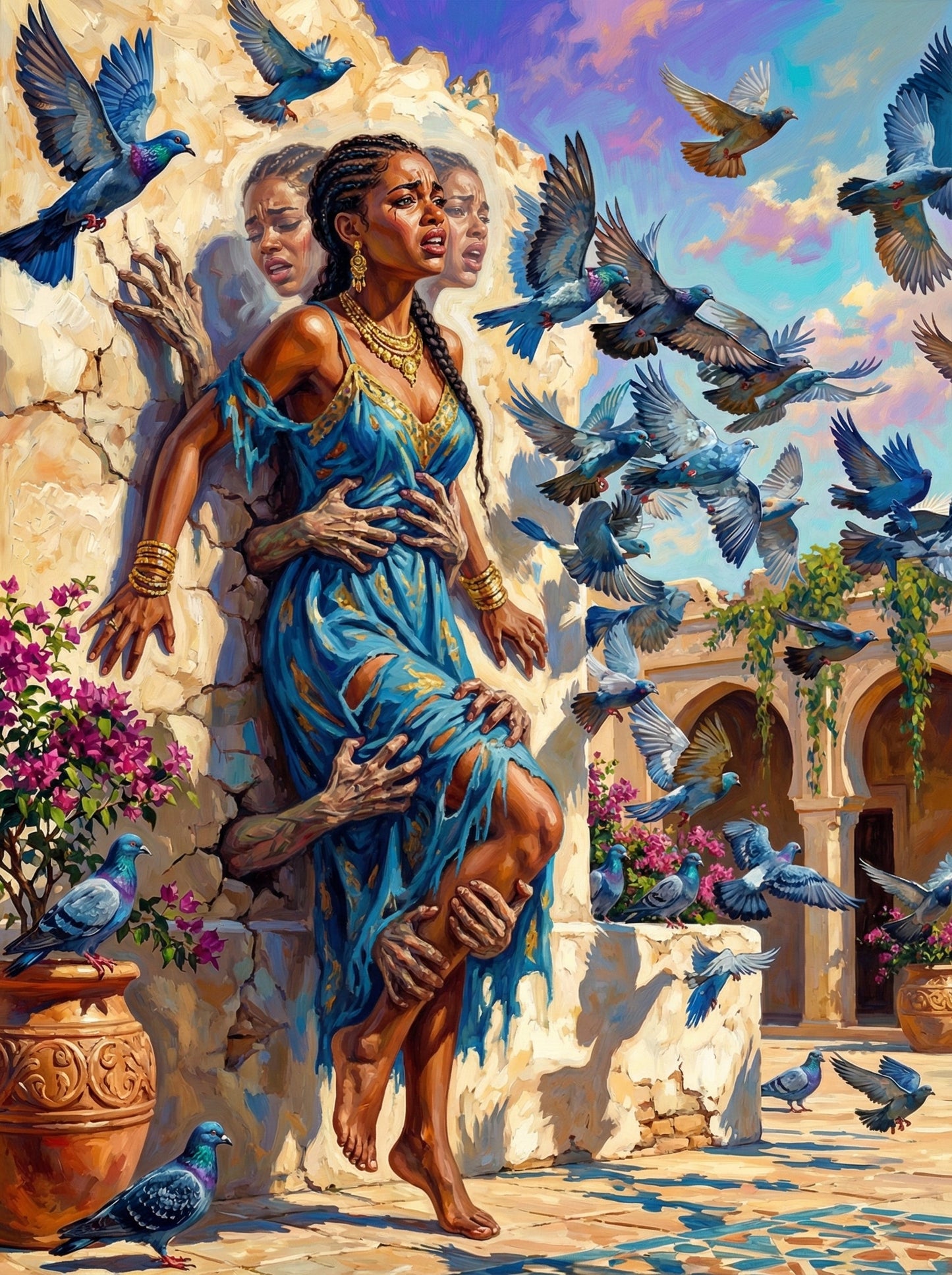 Woman Ruins Reaching (80 Colors)