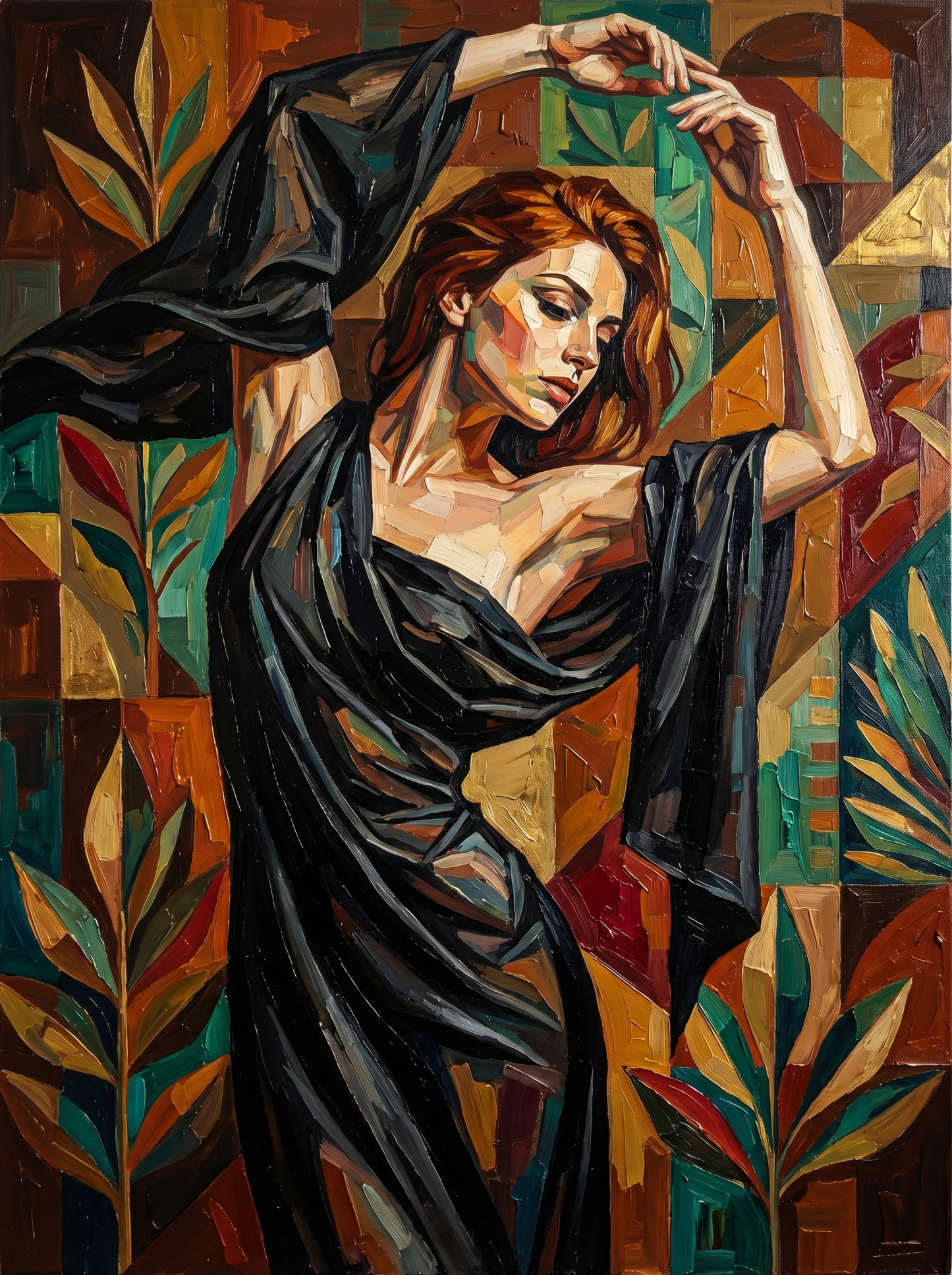Woman With Flowing Scarf (80 Colors)