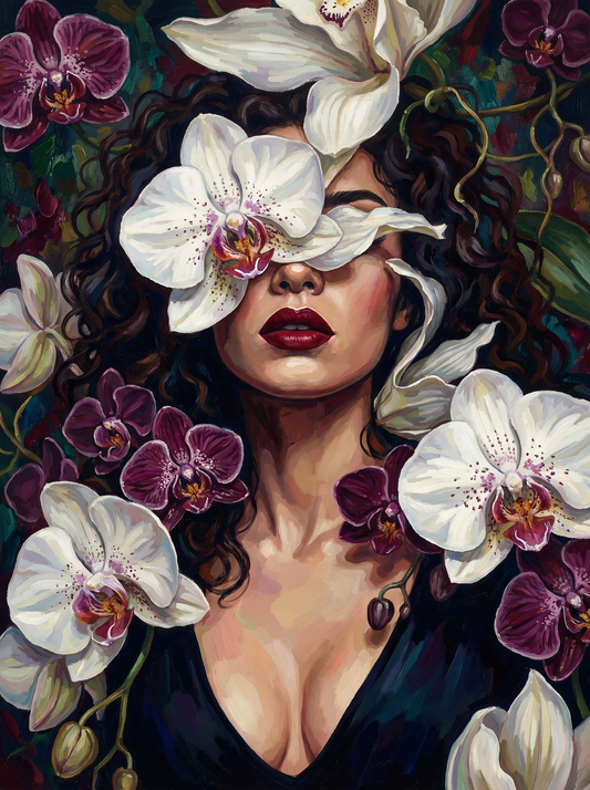 Woman With Large White Lilies (120 Colors)