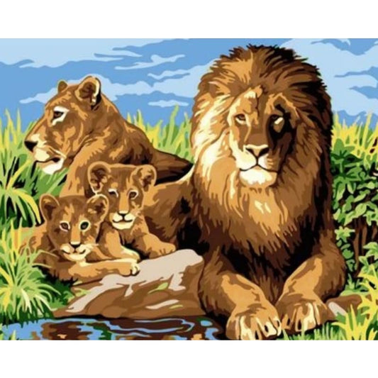 Animal Lion Diy Paint By Numbers Kits ZXQ2194 - NEEDLEWORK KITS