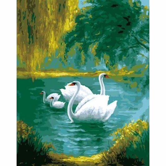 Animal Swan Diy Paint By Numbers Kits ZXB716 - NEEDLEWORK KITS