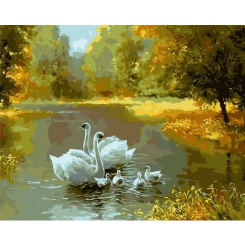 Animal Swan Diy Paint By Numbers Kits ZXQ1101 - NEEDLEWORK KITS