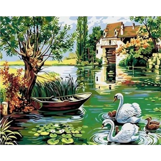 Animal Swan Diy Paint By Numbers Kits ZXQ2198 - NEEDLEWORK KITS