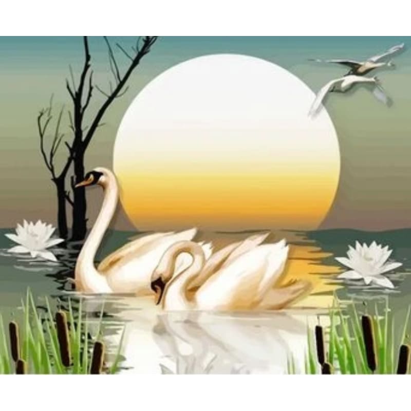 Animal Swan Diy Paint By Numbers Kits ZXQ2722 - NEEDLEWORK KITS