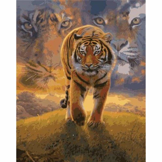 Animal Tiger Diy Paint By Numbers Kits ZXB867 - NEEDLEWORK KITS