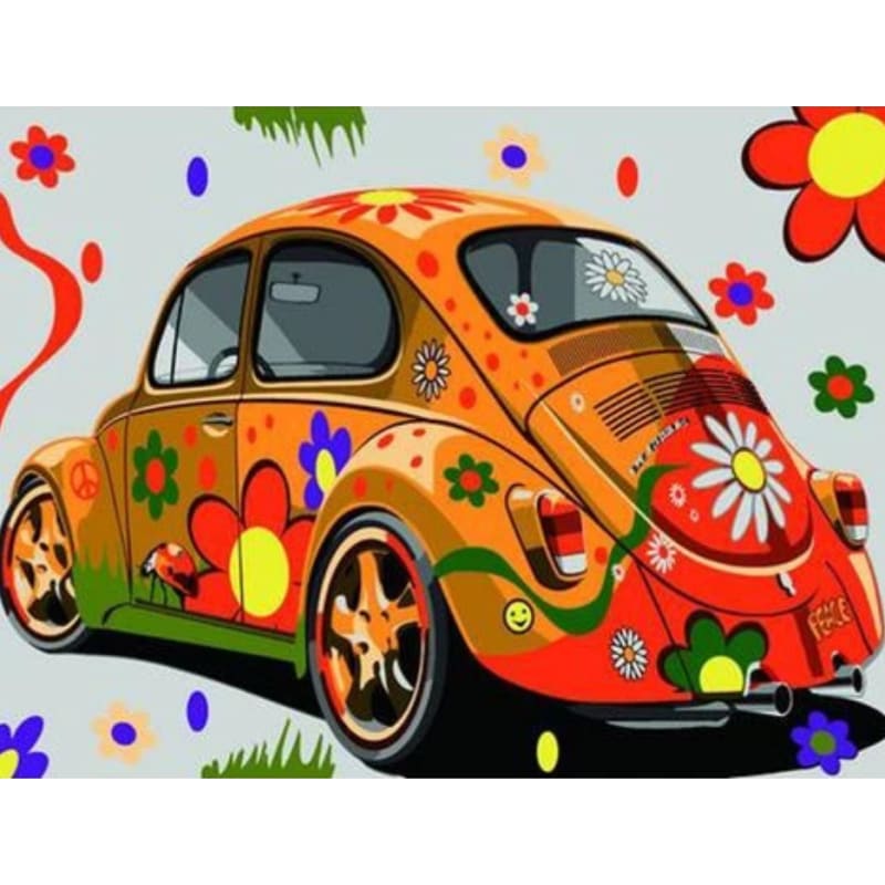 Beetle Car Diy Paint By Numbers Kits ZXB733-17 - NEEDLEWORK KITS