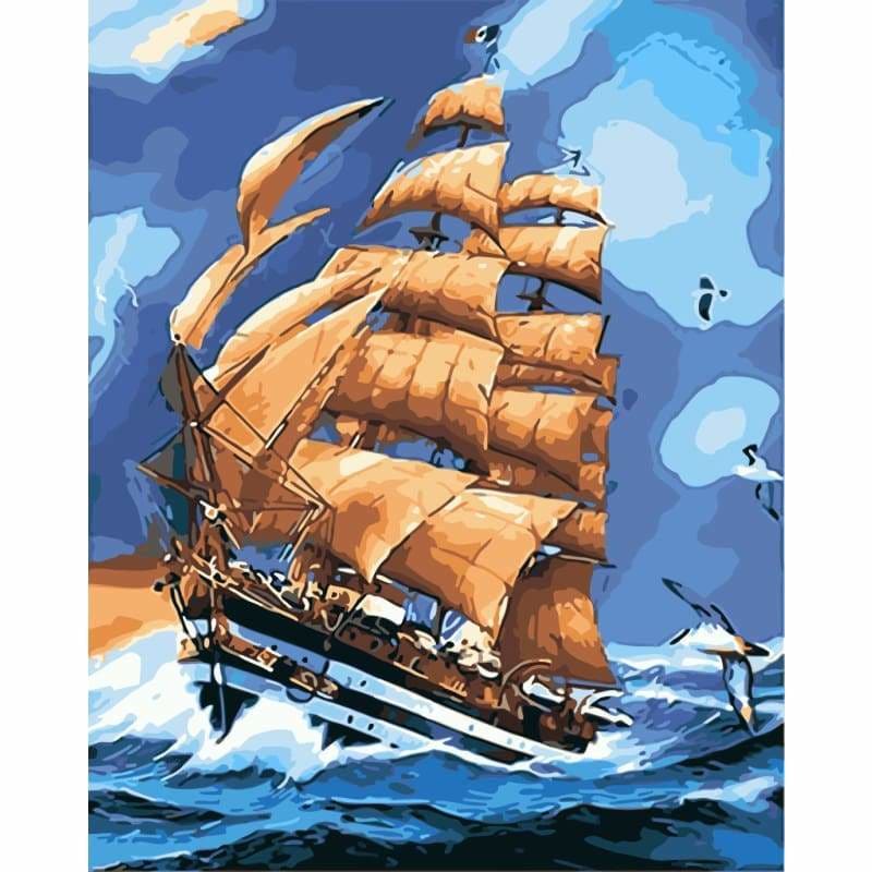 Boat Diy Paint By Numbers Kits WM-326 - NEEDLEWORK KITS