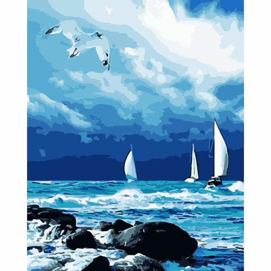 Boat Diy Paint By Numbers Kits WM-333 - NEEDLEWORK KITS