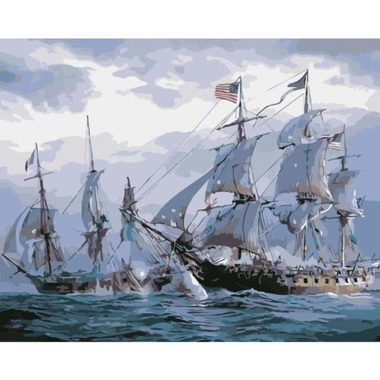 Boat Diy Paint By Numbers Kits WM-584 - NEEDLEWORK KITS