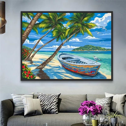 Boat Landscape Beach Summer DIY Paint By Numbers Kits RA3435