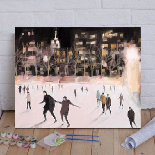 Bryant Park Ice Skaters New York at Night Paint By Numbers