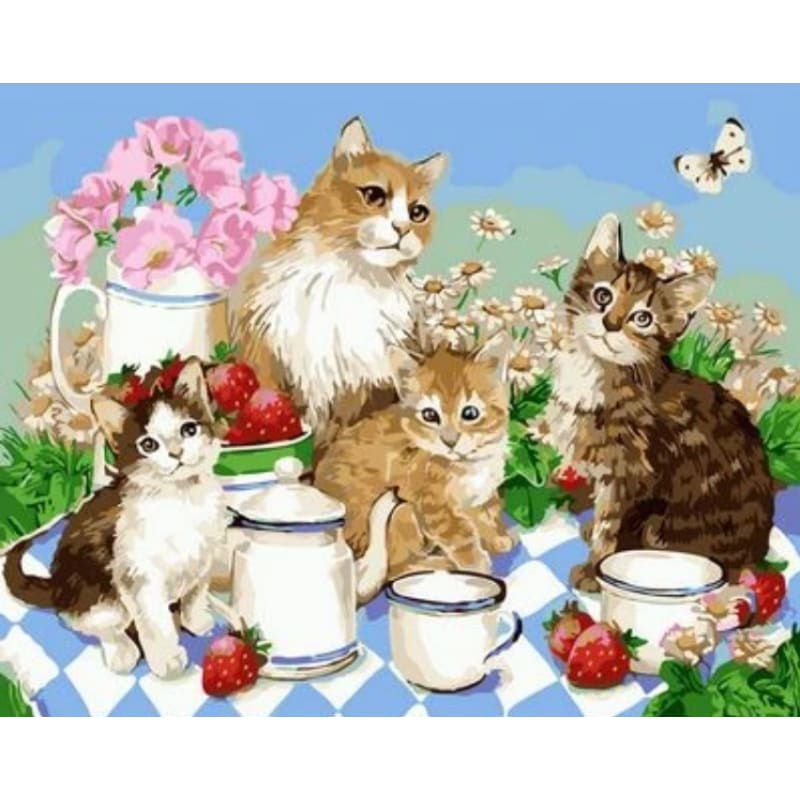 Cat Diy Paint By Numbers Kits ZXQ2554 - NEEDLEWORK KITS