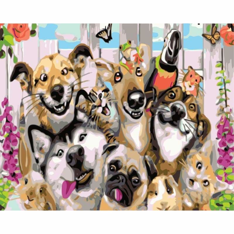 Cat Dog Diy Paint By Numbers Kits WM-1220 - NEEDLEWORK KITS