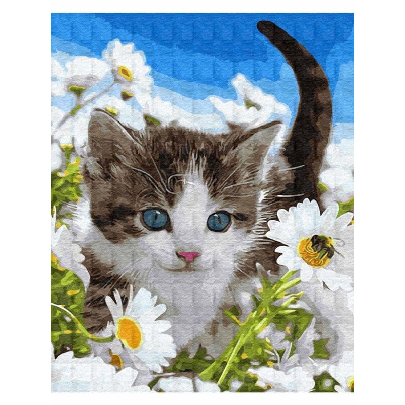 Cat In Flower Diy Paint By Numbers Kits PBN92444 - NEEDLEWORK KITS