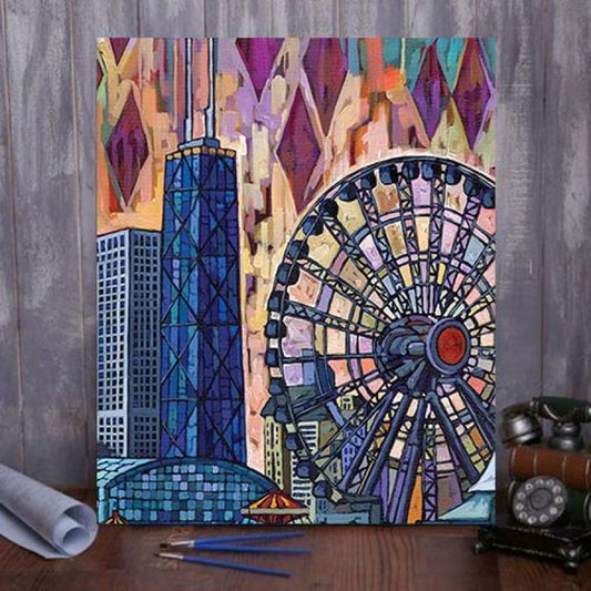 Chicago Navy pier Ferris Wheel Paint By Numbers Kit