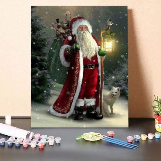 Christmas Street Lights Santa Claus and The Fox-Paint by