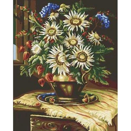 Chrysanthemum Diy Paint By Numbers Kits ZXB32 - NEEDLEWORK KITS