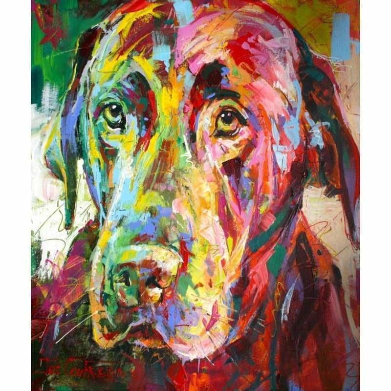 Colorful Dog Diy Paint By Numbers Kits VM97841 - NEEDLEWORK KITS