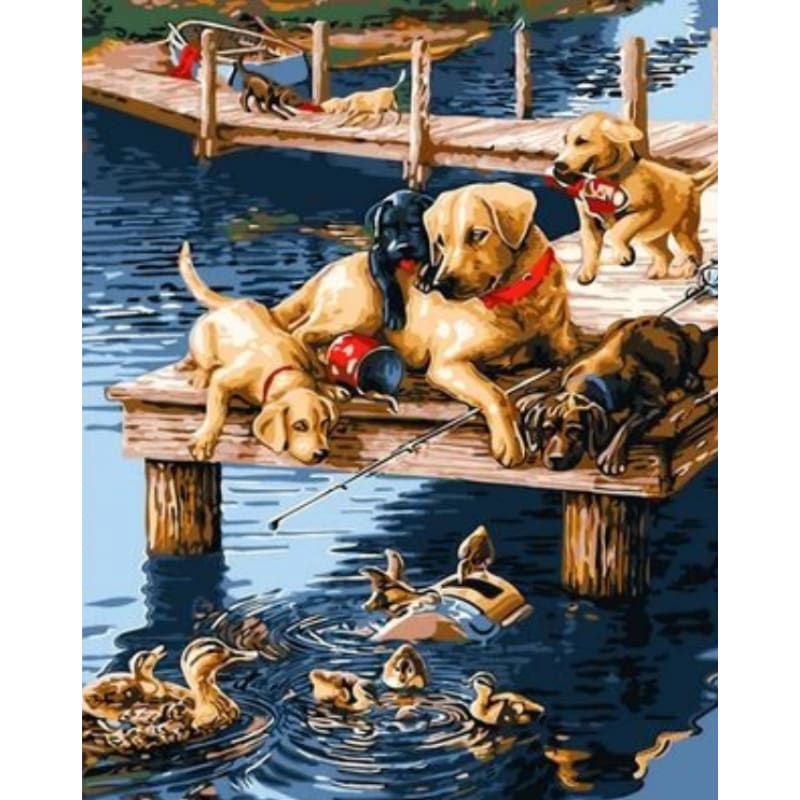 Dog Diy Paint By Numbers Kits ZXQ1678 - NEEDLEWORK KITS