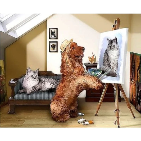 Dog Diy Paint By Numbers Kits ZXQ3206 - NEEDLEWORK KITS