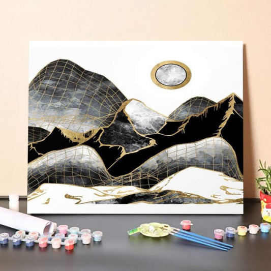 ferdasecPaint By Numbers Kit – Minimal Black and Gold 