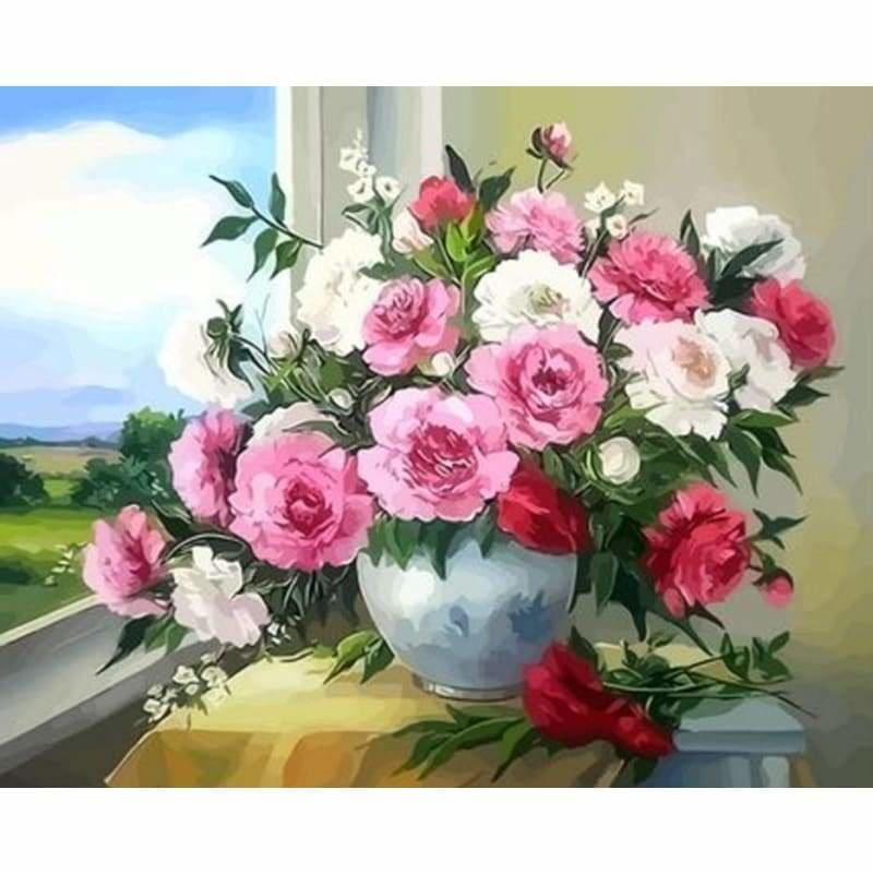 Flower Diy Paint By Numbers Kits ZXQ2902 - NEEDLEWORK KITS