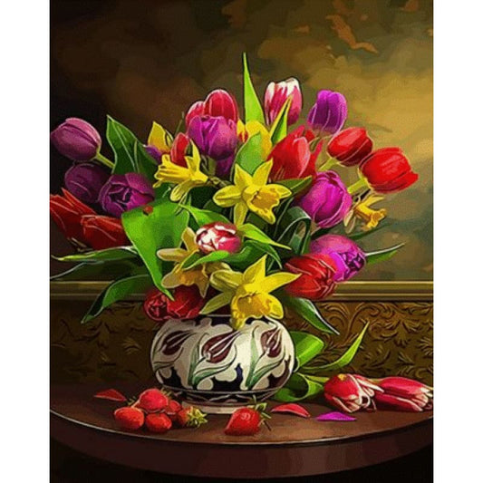 Flower Diy Paint By Numbers Kits ZXQ3953 - NEEDLEWORK KITS