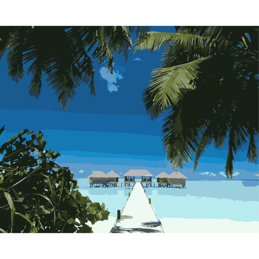 Landscape Beach Diy Paint By Numbers Kits WM-1214 - NEEDLEWORK KITS