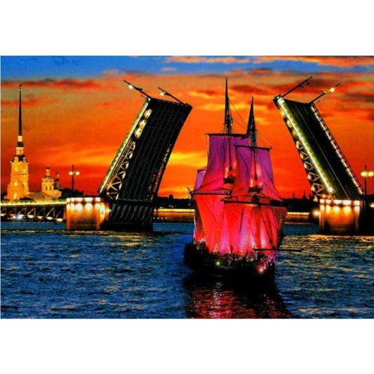 Landscape Boat Bridge Diy Paint By Numbers Kits PBN91356 - NEEDLEWORK KITS